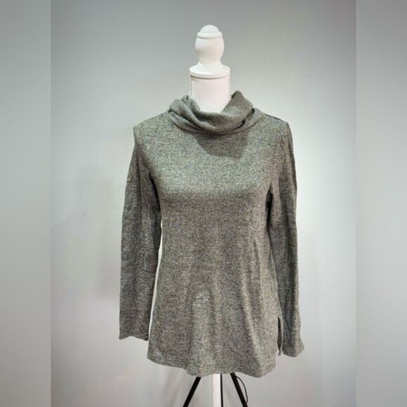 SALE! Green/Gray Max Studio Lightweight Cowl Neck Sweater Size S EUC - Picture 1 of 5